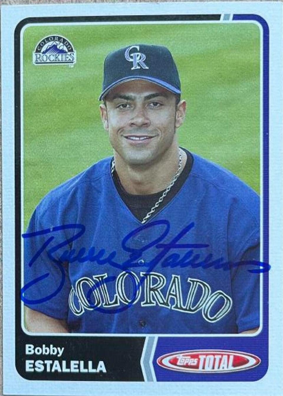 Bobby Estalella Signed 2003 Topps Total Baseball Card - Colorado Rockies - PastPros