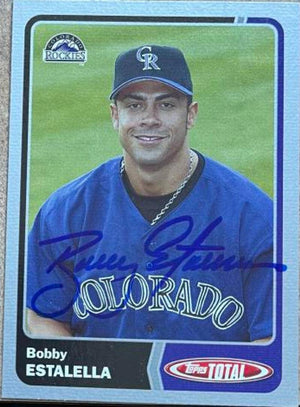 Bobby Estalella Signed 2003 Topps Total Silver Baseball Card - Colorado Rockies - PastPros