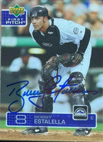 Bobby Estalella Signed 2003 Upper Deck First Pitch Baseball Card - Colorado Rockies
