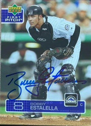 Bobby Estalella Signed 2003 Upper Deck First Pitch Baseball Card - Colorado Rockies
