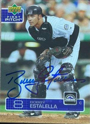 Bobby Estalella Signed 2003 Upper Deck First Pitch Baseball Card - Colorado Rockies - PastPros