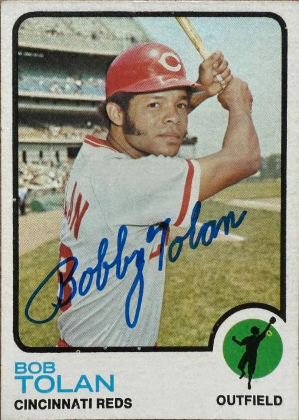 Bobby Tolan Signed 1973 Topps Baseball Card - Cincinnati Reds #335