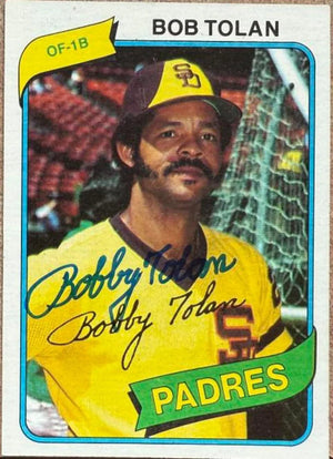 Bobby Tolan Signed 1980 Topps Baseball Card - San Diego Padres