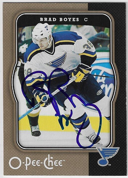 Brad Boyes Signed 2007-08 O-Pee-Chee Hockey Card - St Louis Blues