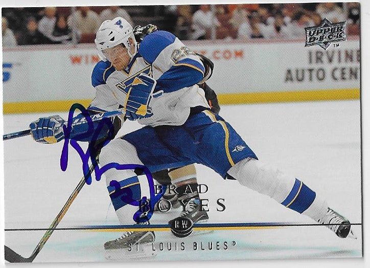 Brad Boyes Signed 2008-09 Upper Deck Hockey Card - St Louis Blues