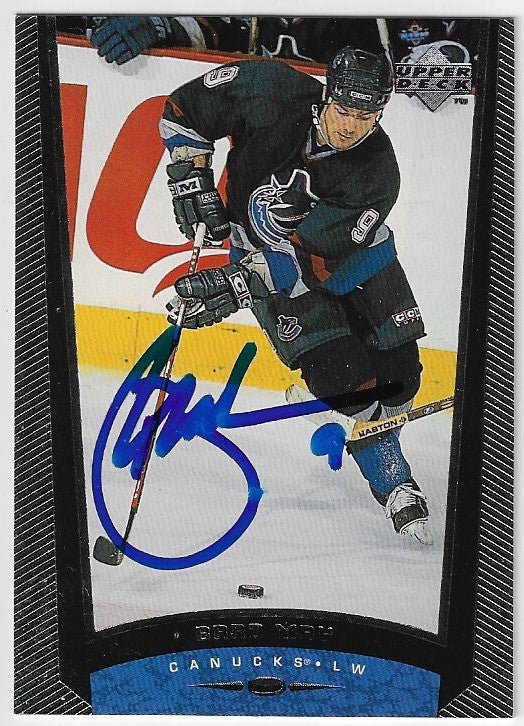 Brad May Signed 1998-99 Upper Deck Hockey Card - Vancouver Canucks