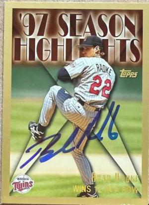 Brad Radke Signed 1998 Topps Baseball Card - Minnesota Twins #474