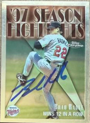 Brad Radke Signed 1998 Topps Chrome Baseball Card - Minnesota Twins