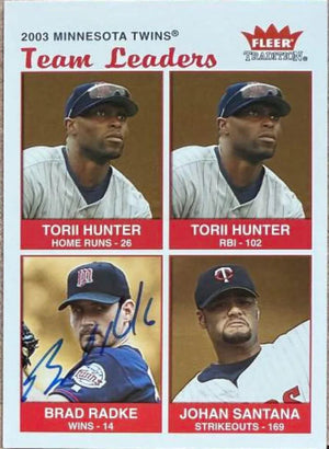 Brad Radke Signed 2004 Fleer Tradition Team Leaders Baseball Card - Minnesota Twins