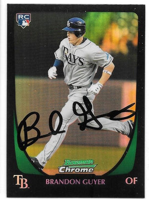 Brandon Guyer Signed 2011 Bowman Draft Picks & Prospects Chrome Baseball Card - Tampa Bay Rays - PastPros
