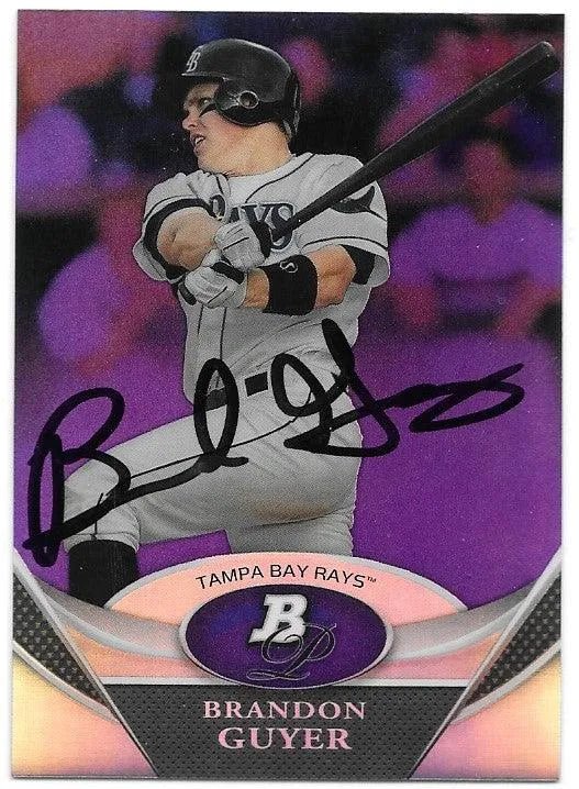 Brandon Guyer Signed 2011 Bowman Platinum Purple Refractor Baseball Card - Tampa Bay Rays