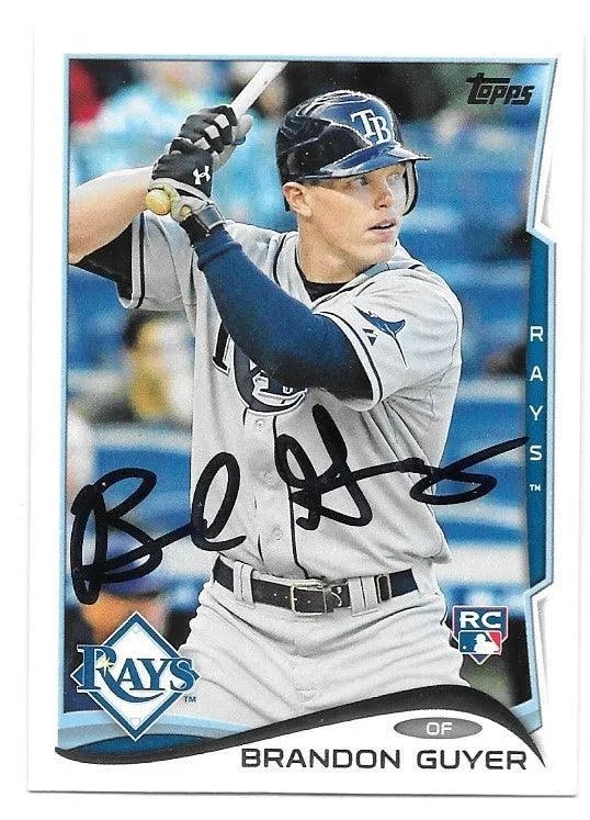 Brandon Guyer Signed 2014 Topps Update Baseball Card - Tampa Bay Rays