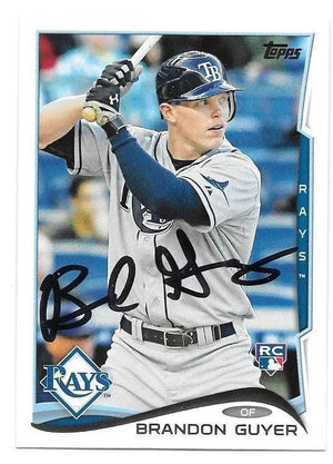 Brandon Guyer Signed 2014 Topps Update Baseball Card - Tampa Bay Rays