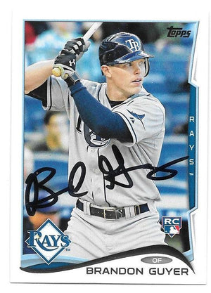 Brandon Guyer Signed 2014 Topps Update Baseball Card - Tampa Bay Rays - PastPros