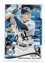 Brandon Guyer Signed 2014 Topps Update Baseball Card - Tampa Bay Rays - PastPros
