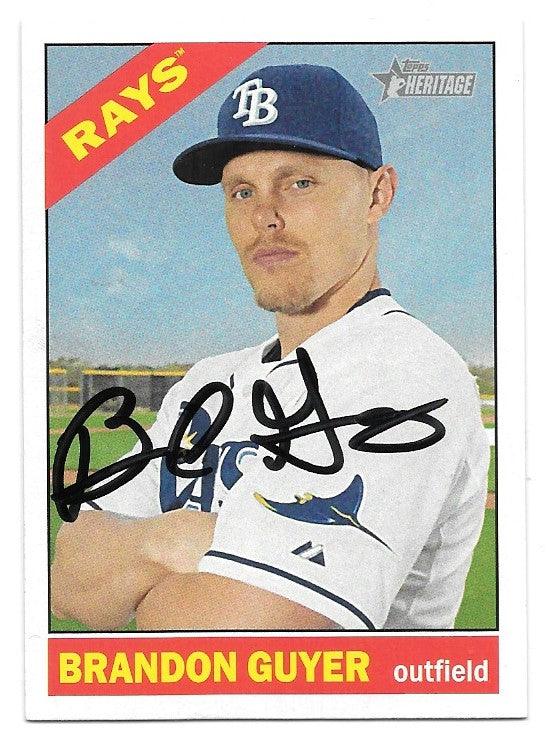 Brandon Guyer Signed 2015 Topps Heritage Baseball Card - Tampa Bay Rays - PastPros