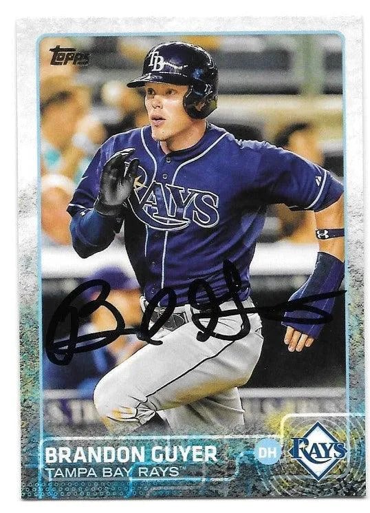 Brandon Guyer Signed 2015 Topps Mini Baseball Card - Tampa Bay Rays