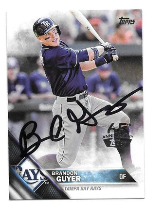 Brandon Guyer Signed 2016 Topps Baseball Card - Tampa Bay Rays