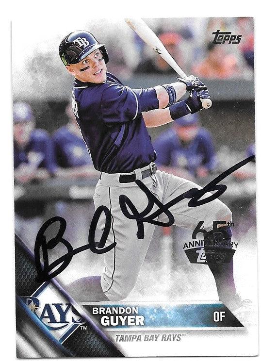 Brandon Guyer Signed 2016 Topps Baseball Card - Tampa Bay Rays - PastPros