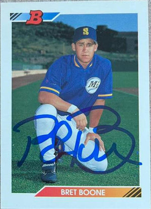 Bret Boone Signed 1992 Bowman Baseball Card - Seattle Mariners - PastPros
