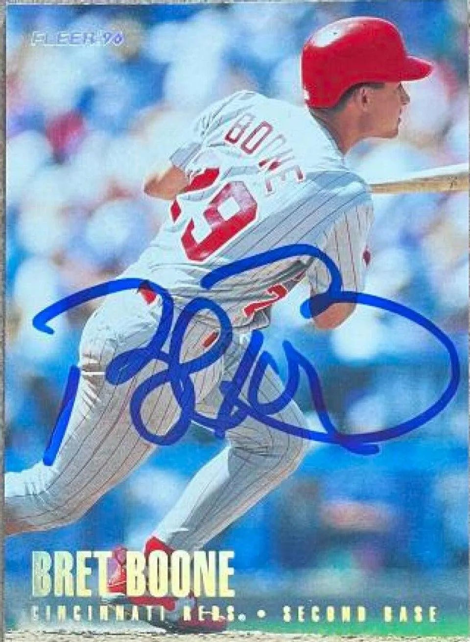 Bret Boone Signed 1996 Fleer Tiffany Baseball Card - Cincinnati Reds