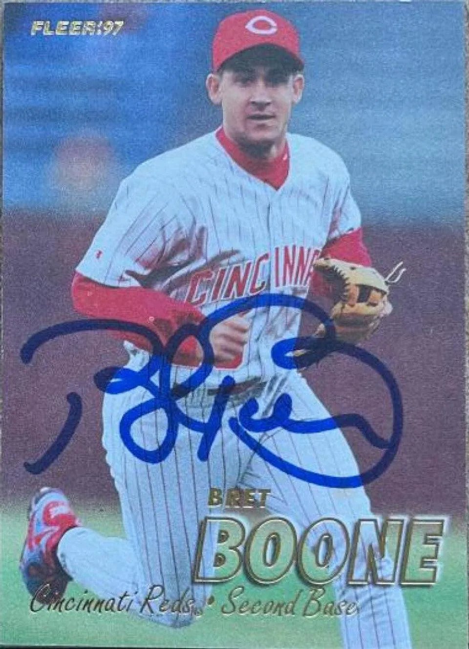 Bret Boone Signed 1997 Fleer Baseball Card - Cincinnati Reds