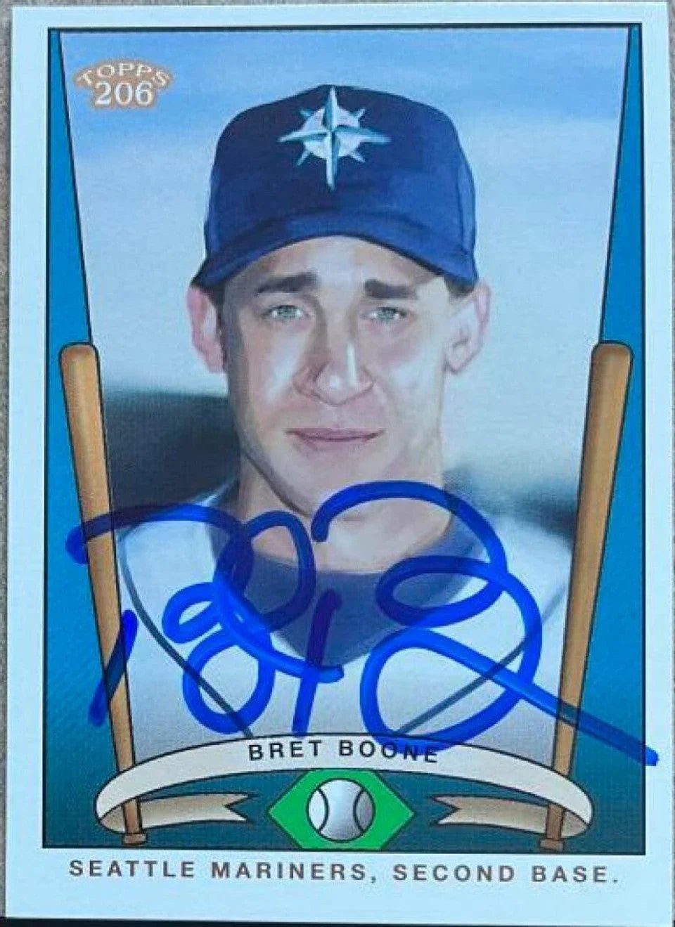 Bret Boone Signed 2002 Topps 206 (Team 206 Series 1) Baseball Card - Seattle Mariners