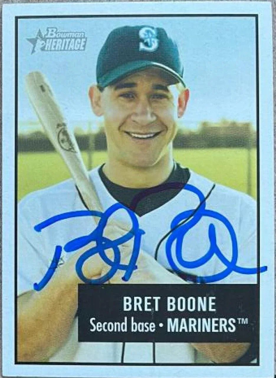 Bret Boone Signed 2003 Bowman Heritage Baseball Card - Seattle Mariners