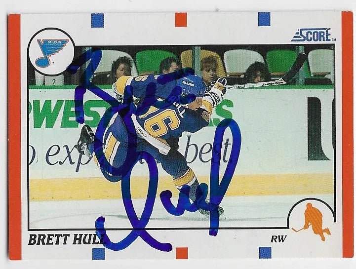 Brett Hull Signed 1990-91 Score Hockey Card - St Louis Blues