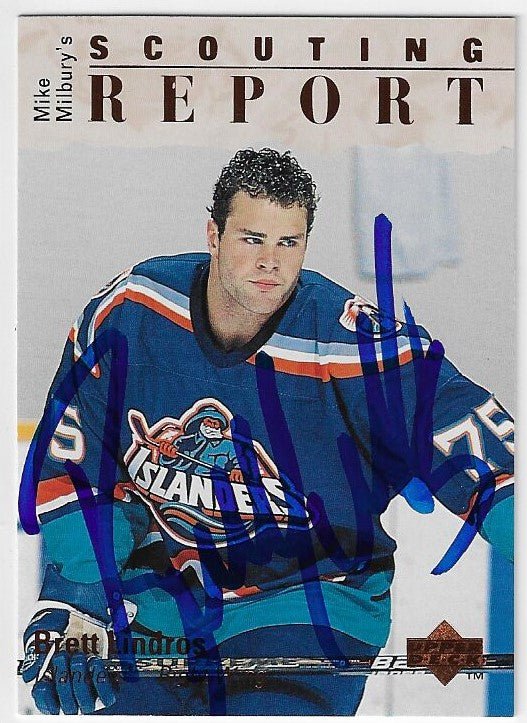 Brett Lindros Signed 1995-96 Upper Deck Hockey Card - New York Islanders