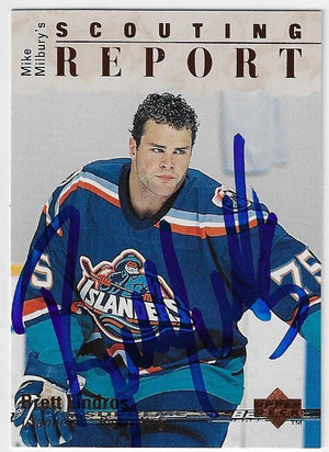 Brett Lindros Signed 1995-96 Upper Deck Hockey Card - New York Islanders