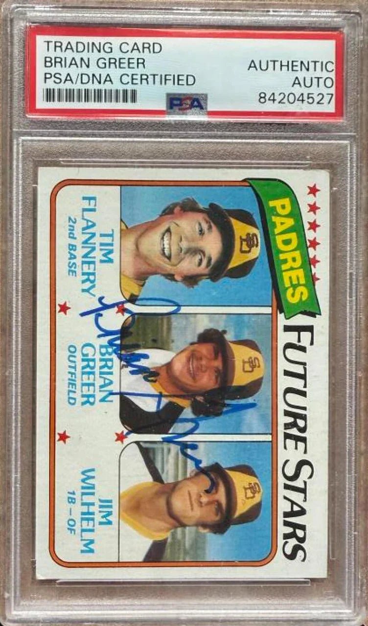 Brian Greer Signed 1980 Topps Baseball Card - San Diego Padres - PSA/DNA Authentication
