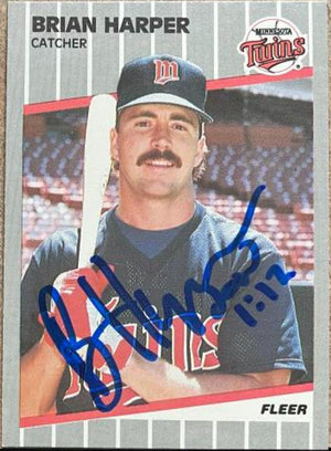Brian Harper Signed 1989 Fleer Baseball Card - Minnesota Twins - PastPros