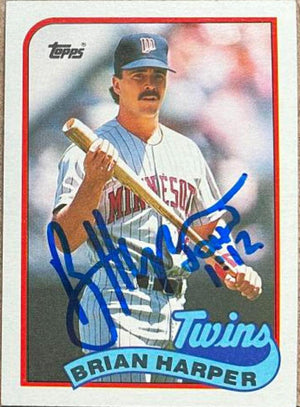 Brian Harper Signed 1989 Topps Baseball Card - Minnesota Twins - PastPros