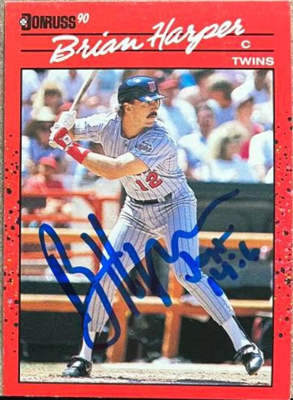 Brian Harper Signed 1990 Donruss Baseball Card - Minnesota Twins