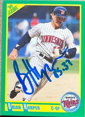 Brian Harper Signed 1990 Score Baseball Card - Minnesota Twins - PastPros