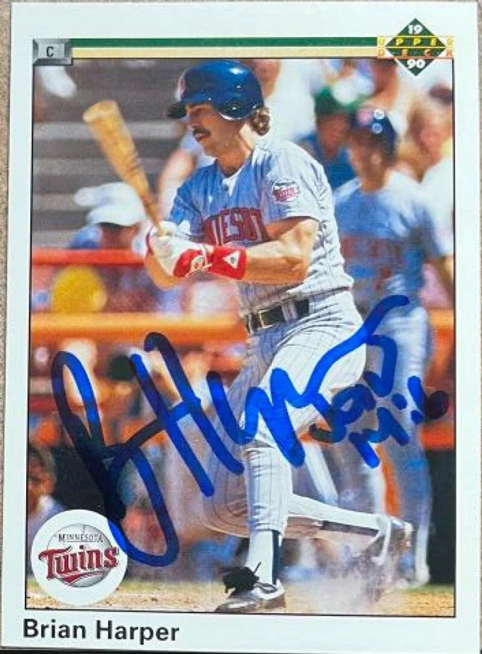 Brian Harper Signed 1990 Upper Deck Baseball Card - Minnesota Twins