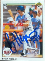 Brian Harper Signed 1990 Upper Deck Baseball Card - Minnesota Twins