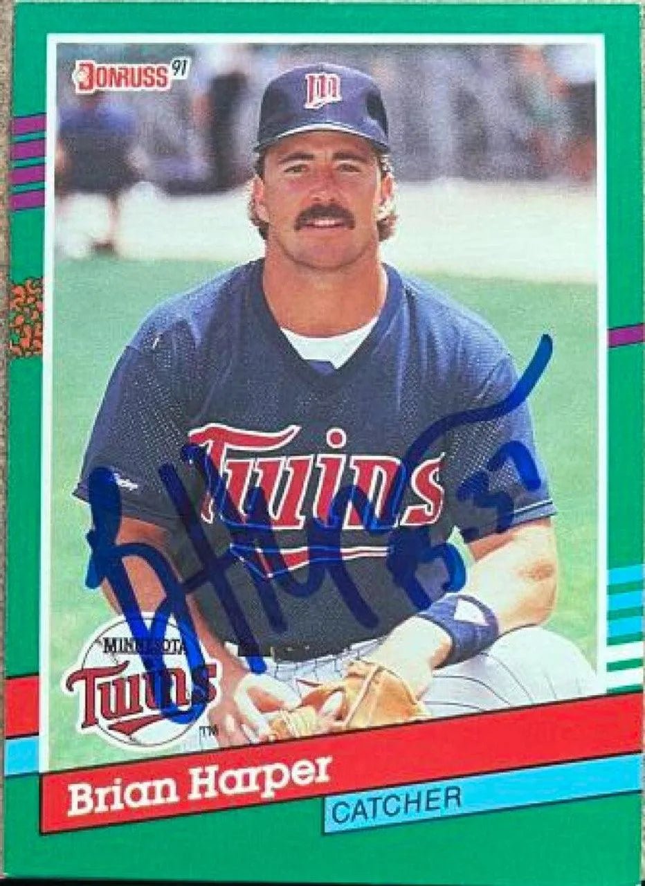 Brian Harper Signed 1991 Donruss Baseball Card - Minnesota Twins