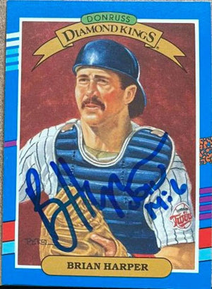 Brian Harper Signed 1991 Donruss Diamond Kings Baseball Card - Minnesota Twins