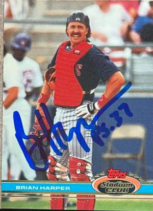 Brian Harper Signed 1991 Stadium Club Baseball Card - Minnesota Twins - PastPros