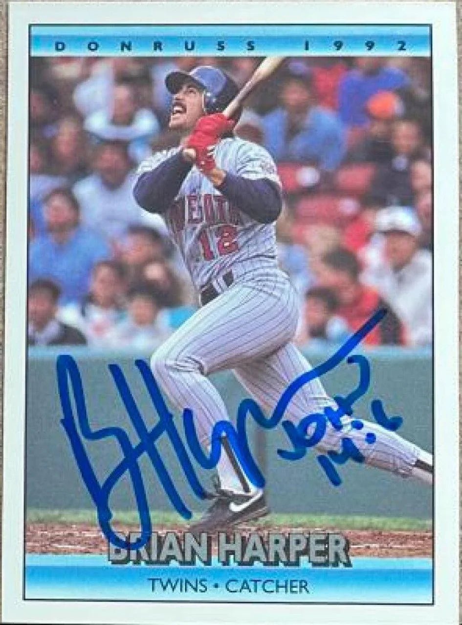 Brian Harper Signed 1992 Donruss Baseball Card - Minnesota Twins