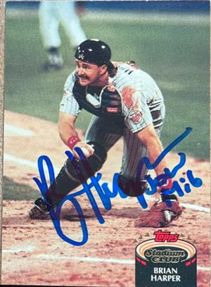 Brian Harper Signed 1992 Stadium Club Baseball Card - Minnesota Twins