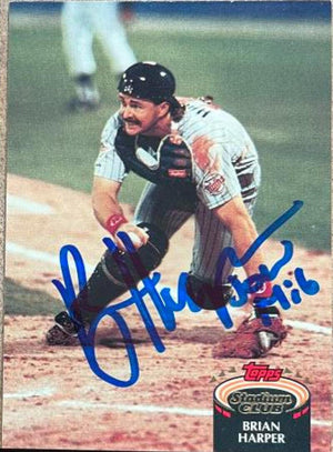 Brian Harper Signed 1992 Stadium Club Baseball Card - Minnesota Twins - PastPros
