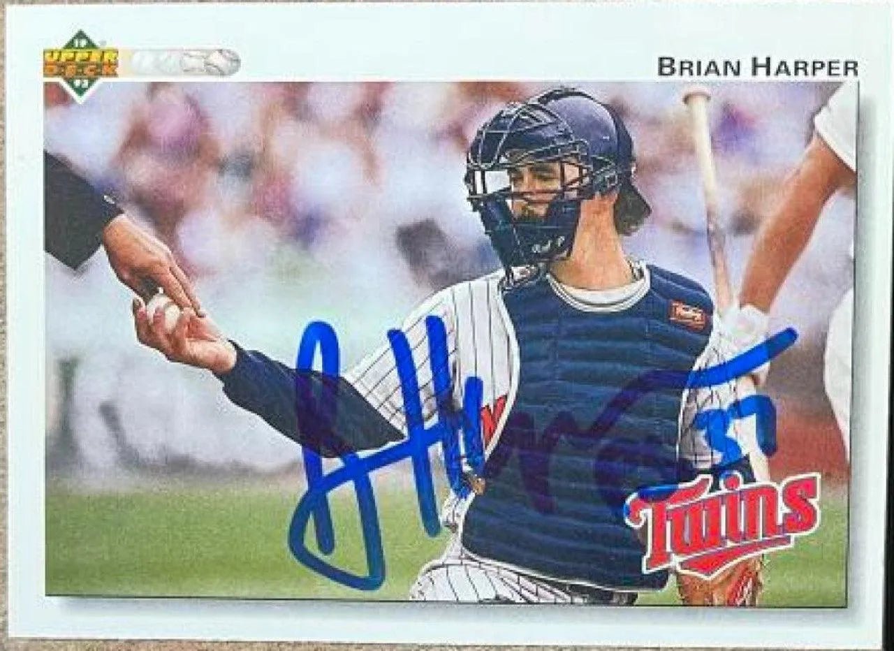 Brian Harper Signed 1992 Upper Deck Baseball Card - Minnesota Twins