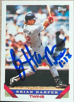 Brian Harper Signed 1993 Topps Baseball Card - Minnesota Twins