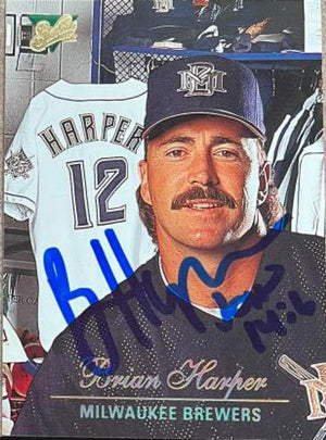 Brian Harper Signed 1994 Studio Baseball Card - Milwaukee Brewers - PastPros