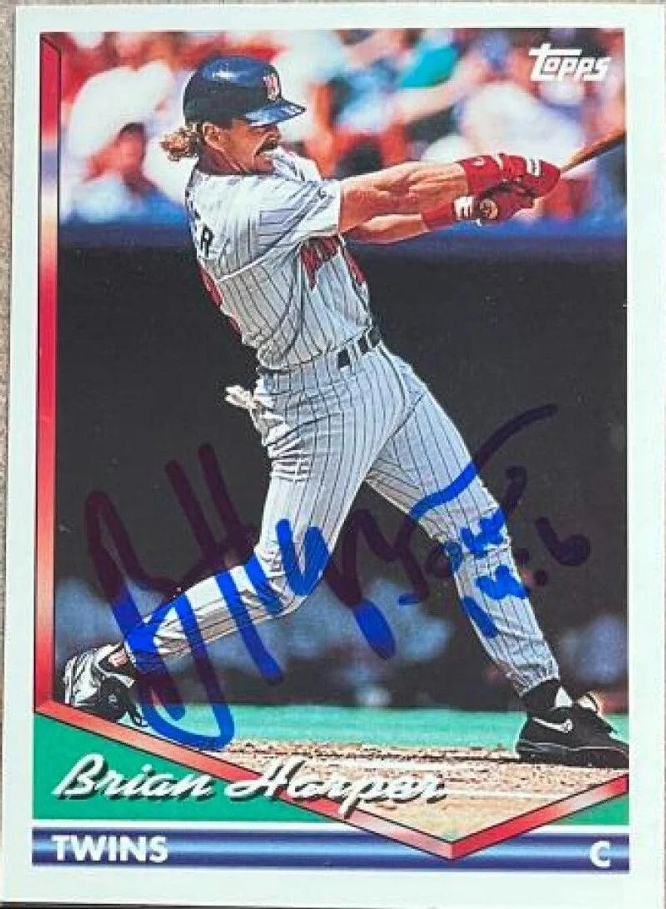 Brian Harper Signed 1994 Topps Baseball Card - Minnesota Twins
