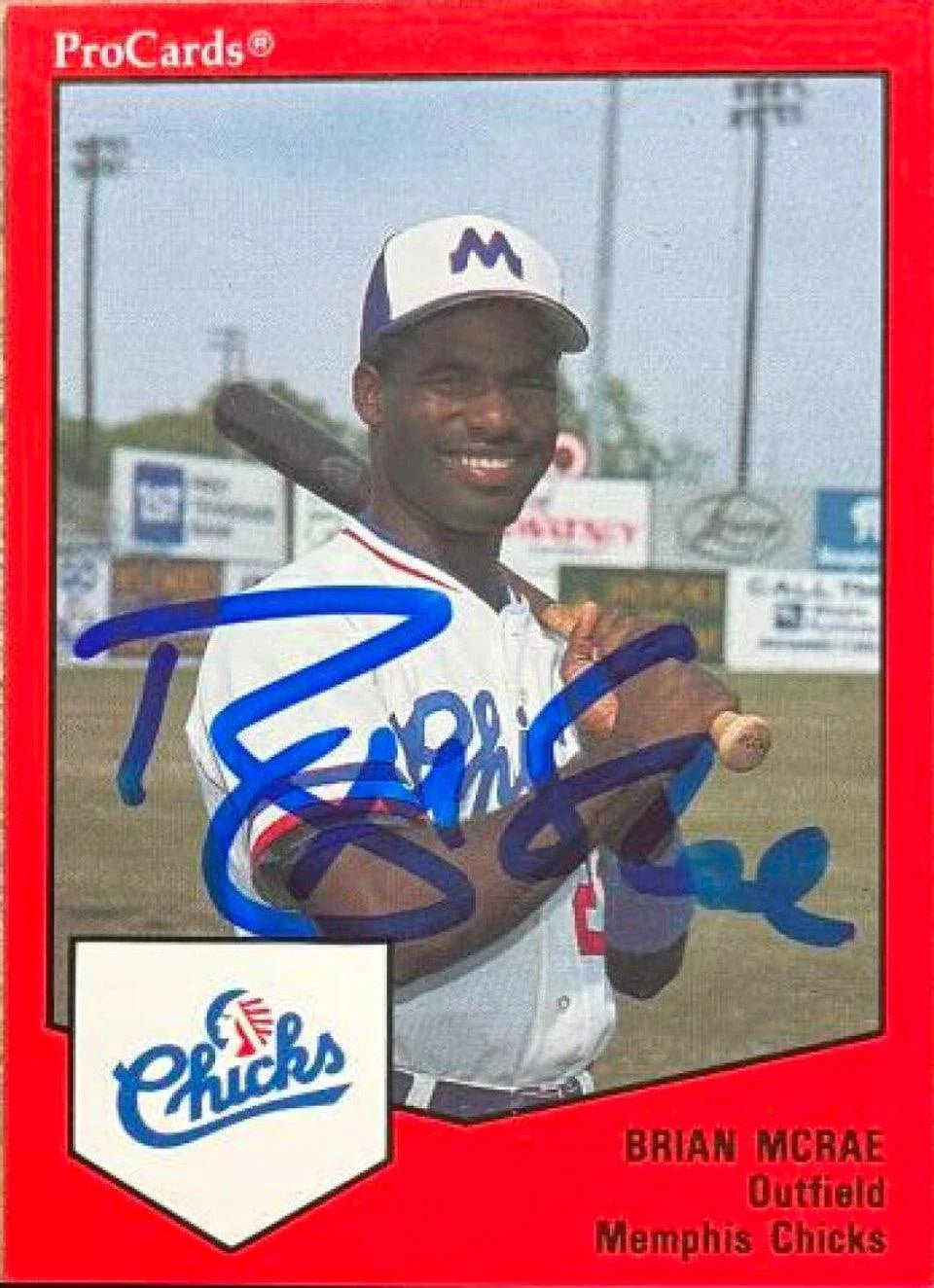 Brian McRae Signed 1989 ProCards Baseball Card - Memphis Chicks