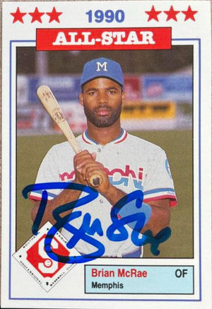 Brian McRae Signed 1990 Jennings Southern League All-Stars Baseball Card - Memphis Chicks - PastPros